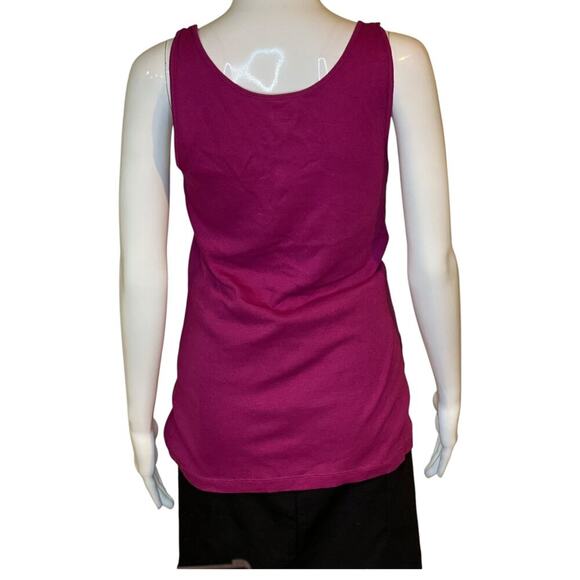Loft Ann Taylor Women's Size L Sleeveless Tank Top Purple Magenta Ruffle Front - Picture 7 of 15